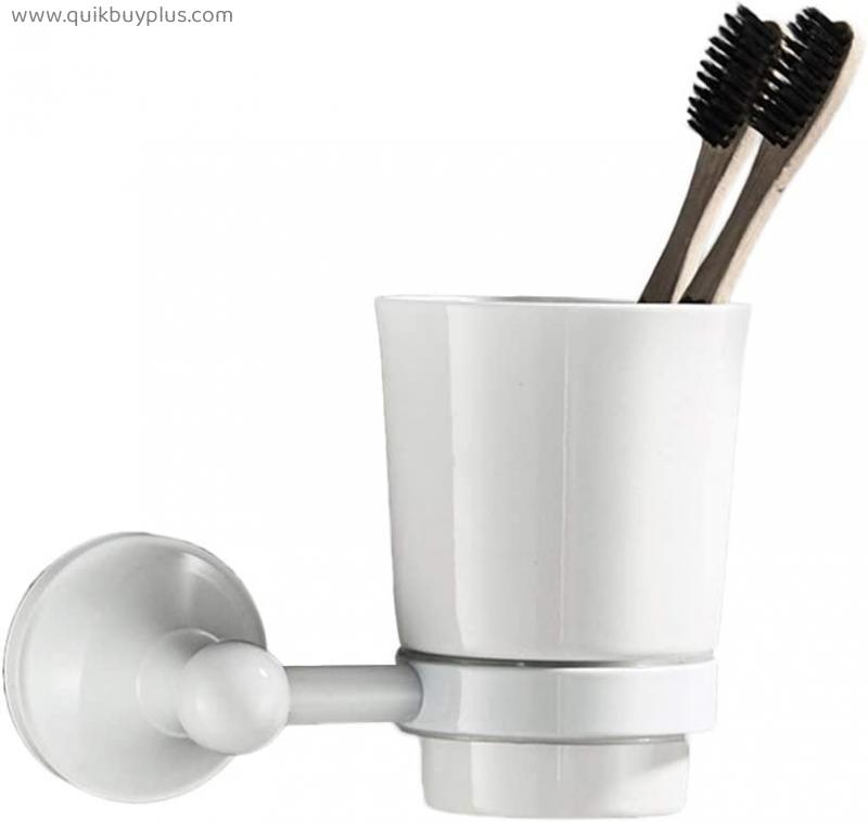 JHSLXD.YSPJ Individual Toothbrush Holder Bathroom White Paint Cup Holder Ceramics Mouth Cup Wall-Mounted Toothbrush Cup Hardware Decoration Accessories 13.5CM,White