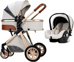 JIAX Baby Strollers 3 In 1 Lightweight Baby Trolley, ​Foldable Stroller Carriage Luxury Baby Pram Newborn Stroller (Color : Black Gray)