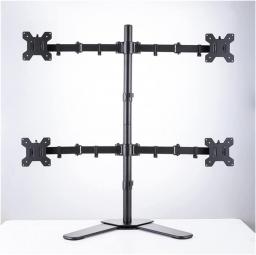 JKXWX Monitor Arm Quad Four Monitor Mount Stand, Height Adjustable Free Standing 4 Screen Mount, Steel Monitor Desk Mount Bracket Fits Monitors Up To 32 Inches Monitor Mount Stand Monitor Arm