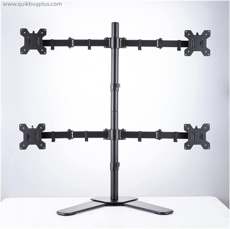JKXWX Monitor Arm Quad Four Monitor Mount Stand, Height Adjustable Free Standing 4 Screen Mount, Steel Monitor Desk Mount Bracket Fits Monitors Up to 32 Inches Monitor Mount Stand Monitor Arm