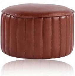 JYJZHX Leather Stool Chair Round Bedroom Dining Room Seat Toilet Sofa Footstool Pouf (Color : Brown, Size : One Size)