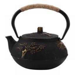 Japanese Cast Iron Teapot Kettle with Stainless Steel Infuser / Strainer , Plum Blossom 30 Ounce ( 900 ml )