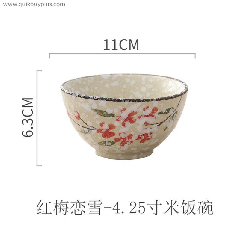Japanese Style 4.25 Inch Large Soup Bowl Noodle Bowl Underglaze Snowflake Porcelain Pink Ramen Bowl Hotel Soup Rice Bowl