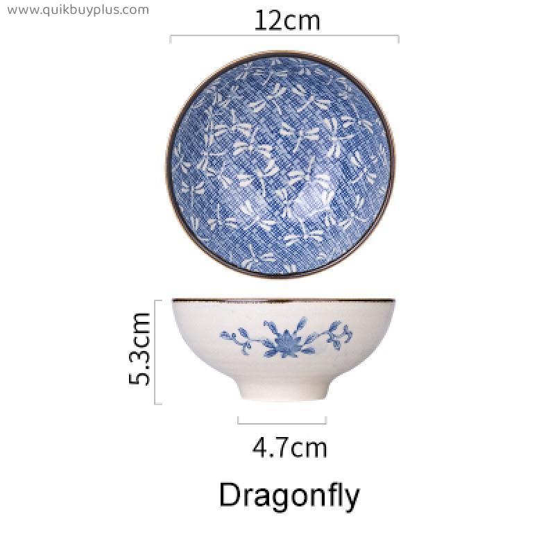 Japanese Style Ceramic Rice Bowl 8 color 4.7 inch Porcelain Soup Bowl Flower Line