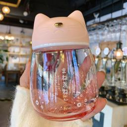 Japanese Style Creative Tumbler Portable Drinking Kettle Kawaii Cat Glass Cup Cute Water Bottle For Girl 300ml Cartoon Mini Mug