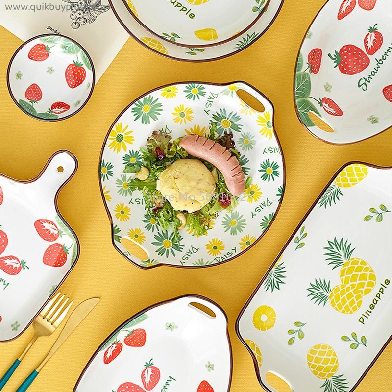 Japanese-style tableware ceramic dinner plate girl heart fruit plate ceramic bowl baking dish fish plate disc