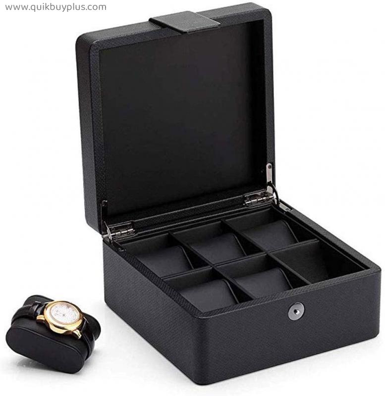 Jewelry Box 6 Bit Wooden Watch Box Storage Organizer Men's Gift -Business Black Women