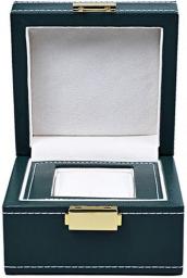 Jewelry Box Faux Leather Watch Box, Single Slot Watch Showcase Portable Organizer for Men Women, Gift Decorating Box, Green Removable Pillow