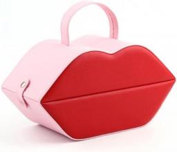 Jewelry Box Portable Ring Earring Necklace Jewelry Storage Box Leather Red Lips Watch Jewelry Organizer Wooden Women's Gift