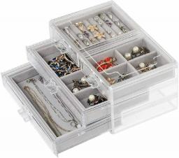 Jewelry Box jewelry Display  for Women Girls,Ideal Present Display Case 3 Tiers