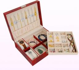 Jewelry Box With Lock Watch Box Ring Storage Box Cufflinks Bracelet Necklace Storage Box (Color : Red, Size : 23.8x19x8cm)