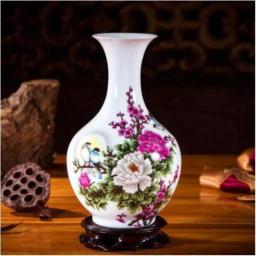 Jingdezhen Chinese Ceramics Vases Accessories Home Furnishing Decor Crafts Palace Table Fake Flower Pot+Base Porcelain Ornaments