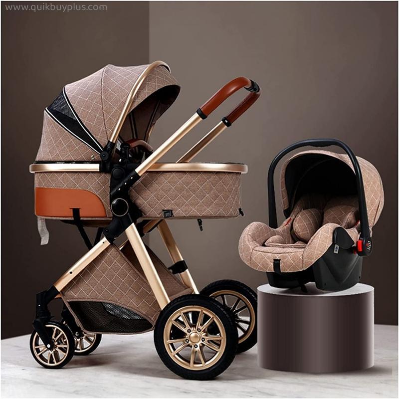 KITCISSL Baby Carriage Stroller for Newborn, 3 in 1 Adjustable High View Baby Stroller Pushchair Luxury Pram Bassinett Coches para Bebes Ligeros Sombrilla with Rain Cover, Foot Cover (Color : Grey A)
