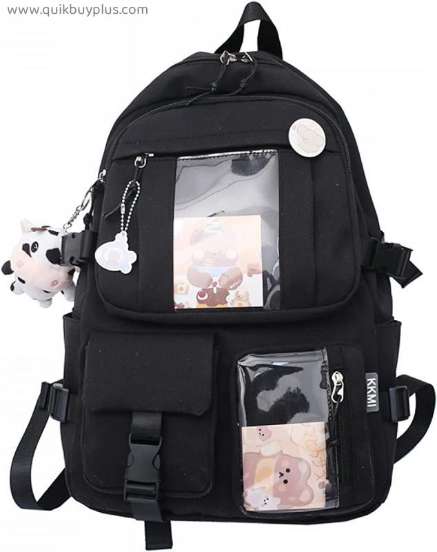 Kawaii Backpack for Girls Bag with Pendant Pins Accessories Cute Aesthetic Backpack Large Capacity Laptop Bag