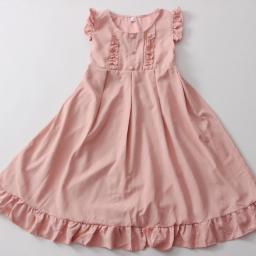 Kawaii Summer Dress Pink Sweet Lolita Japanese Preppy Style Ruffle Short Dress Cute Vintage Sundresses women Sleeveless