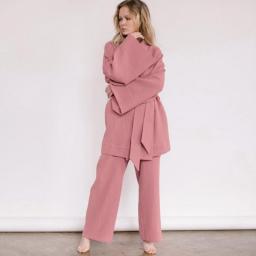 Kimono Pajamas 100% Cotton Crepe Long-Sleeve Trousers Ladies Sleepwear Suit Women Home Service