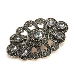 Kinel Vintage Gray Crystal Brooch Pins Bohemia Ethnic Wedding Beautiful Brooches Rhinestone Scarf Lapel Jewelry