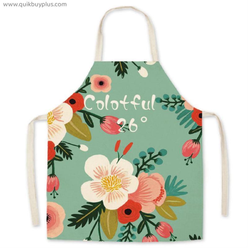 Kitchen Apron Leaves Sleeveless Cotton Linen Aprons for Woman Cooking Simplicity Household Cleaning Baking Accessories Delantal