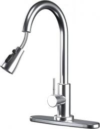 Kitchen-Faucets，Kitchen Faucet With Pull Down Sprayer-Out Kitchen Sink Faucet Offers Efficient Cleaning For -Stainless Steel-Factory Outlet Faucet