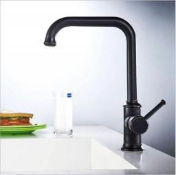 Kitchen Faucets Black Color Brass Crane Kitchen Faucets Hot and Cold Water Mixer Tap Single Hole Faucet