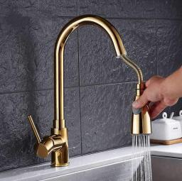 Kitchen Faucets Brushed Gold Kitchen Faucets Kitchen Faucet Water Mixer Tap Black Faucet Mixer