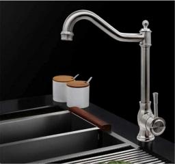 Kitchen Faucets Single Holder Single Hole Kitchen Faucet Swivel Spout Ceramic Handle Chrome Brass Mixer Water Taps