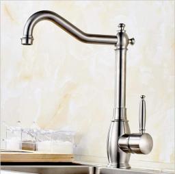 Kitchen Faucets Single Holder Single Hole Kitchen Faucet Swivel Spout Ceramic Handle Chrome Brass Mixer Water Taps