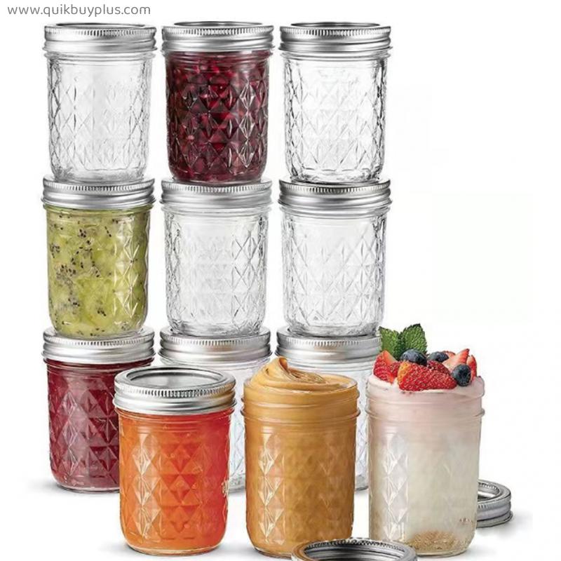 Kitchen Mason Jars with Airtight Glass Sugar Container Canning Preserving Meal Prep Jam Jelly Kitchen Storage Containers
