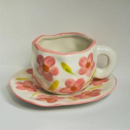 Korean Mug Ceramic Cute Flower Cup and Saucer Coffee Cup Tea Cup Dish Set Mug Hand Painted Coffee Mugs