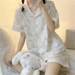 Korean Style Bear Print Pyjamas Women Clothing Sets Summer Plus Size Pajamas For Teen Girls Kawaii Pajamas Sleepwear