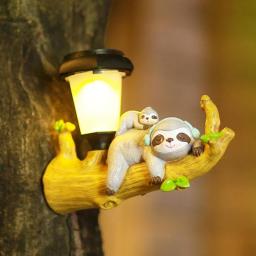 LED Lamp Solar Light Squirrel Sloth Hanging Light Cartoon Animal Statue Outdoor Resin Garden Decoration Light Garden Decoration