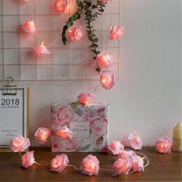 LED Rose Flower String Lights Artificial Flower Bouquet Garland for Valentine Day Wedding Party USB/Battery Operated 10/20/40leds
