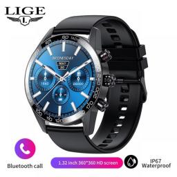 LIGE New Business Smart Watch Bluetooth Calling Sports Fitness Tracker Custom Dial AMOLED 360*360 HD Screen Casual Smart Watches