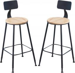 LIYANLCX Bar Stools Set of 2 Wood Seat with Back & Black Metal Legs, Counter Height Stools 75CM for Pub, Restaurant, Kitchen