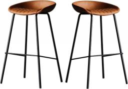 LIYANLCX Counter Height Bar Stools Backless PU Faux Leather Bar Stools With Black Metal Legs Armless Kitchen Stools, Set Of 2