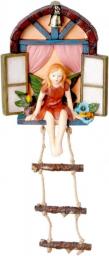 LOVIVER Fairy House with Ladder Hanging Tree Sculpture Statue Garden Decoration