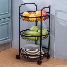 LOXZJYG Storage Vegetable Rack, 3 Tier Rolling Fruit Basket With Wheels And Handle, Kitchen Rolling Utility Cart Storage Organizer Multifunctional Removable Storage Rack For Kitchen Bathroom Living Ro