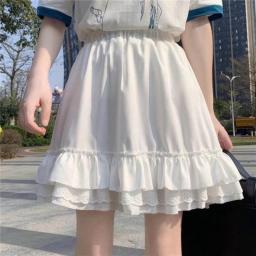 Lace Ruffle Mini Skirts Womens Harajuku Fairy Grunge Black Pleated Skirt Japanese Lolita Streetwear