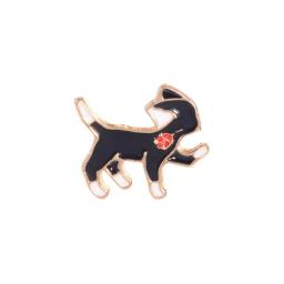 Lapel Pins Black White Cats Running Brooch Backpack Clothes Metal Badge Pins And Brooches Cartoon Jewelry Gift For Kids