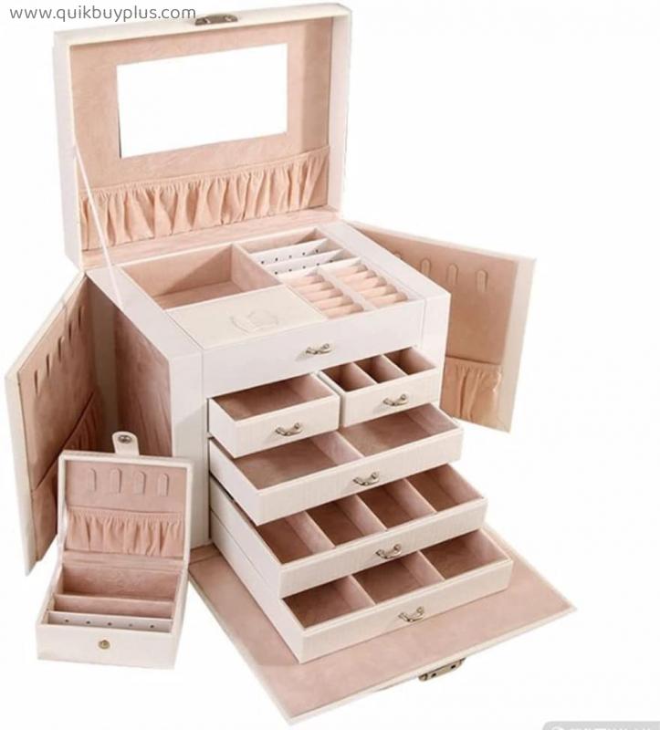 Large CapacityFive Layers Jewelry Box Cosmetic Box Jewelry Storage Box With lock Storage Box Wooden Women's Gift