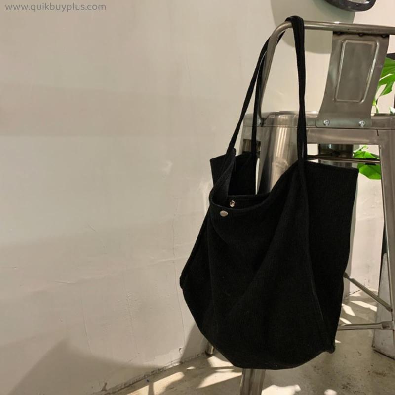 Large Corduroy Shoulder Shopper Bag for Women 2021 Cotton Cloth Fashion Canvas Tote Shopping Bags Woman Handbags Travel Bags
