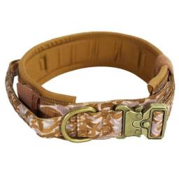 Large Dog Training Collar Nylon Dog Collar with Handle Adjustable Camouflage Military Dog Collar with Quick Metal Buckle D-ring