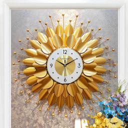 Large Metal Decorative Wall Clocks 28 Inch Silent 3D Modern Art Clock Big Flower Wall Clocks for Living Room Bedroom Decor