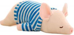 Large Size White Pink Sleeping Pig Plush Toy Big Pig Doll Animal Gift Pig Cushion Pillow Girl Gift Pig in Shirt (Color : Pig with Blue Shirt, Size : 50cm)