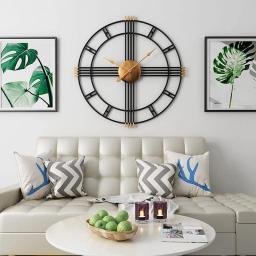 Large Wall Clock, Metal Retro Roman Numeral Clock, Modern Round Wall Clocks Almost Silent, Easy To Read For Living Room/Home/Kitchen/Bedroom/