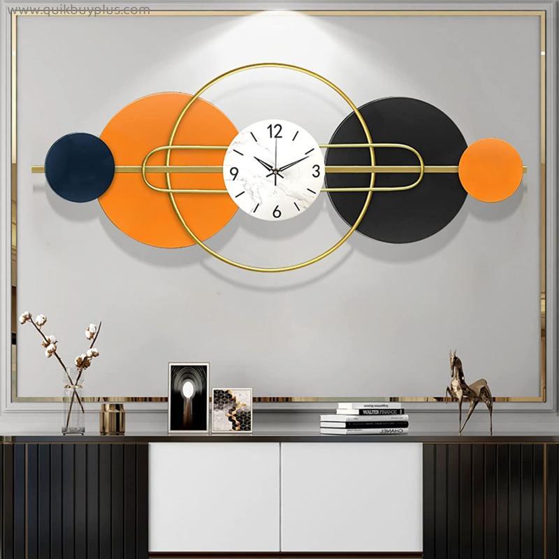 Large Wall Clock Metal Decorative 59Inch Mid Century Big Clocks Extra Modern Silent Wall Clocks for Living Room Bedroom Dining Room Decor