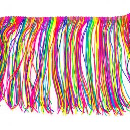 Latin Fringe Tassel Rainbow Colored Nylon Latin Dress Trimming Dancewear Macrame Sewing Lace Fluro Double Band 20CM