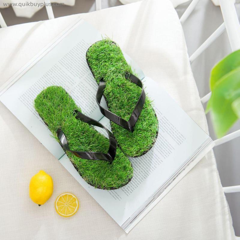 Lawn Flip-flops Men Women 2020 Summer Fashion Simulation Personality Grass Slippers Couple Models Outdoor Beach Shoes Sandals