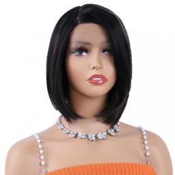 Layred Straight Human Hair Wigs - Short Bob Lace Front Wig HD Transparent Lace Wigs Brazilian Virgin Human Hair Glueless Wigs for Black Women