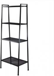 Leaning Shelf Ladder 4 Tier Bookcase Showcase Convenience Iron Concepts Bookshelf Design Shelves Rack Home Furniture Kitchen Living Room Bedroom Office Utility Assembly Requirement Easy Assembly Black